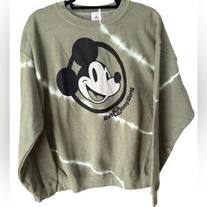 Mickey Mouse Walt Disney World Tie Dye Sweatshirt Crew neck Green Size Large